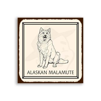 Alaskan Malamute Dog Vintage Metal Animal Retro Tin Sign
