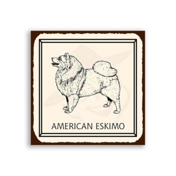 American Eskimo Dog Vintage Metal Animal Retro Tin Sign