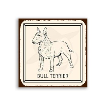 Bull Terrier Dog Vintage Metal Animal Retro Tin Sign