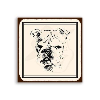 Bulldog Dog Sketch Vintage Metal Animal Retro Tin Sign