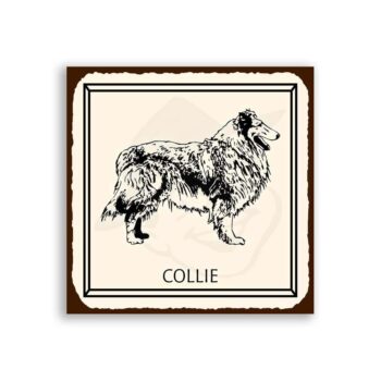 Collie Dog Vintage Metal Animal Retro Tin Sign