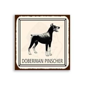 Doberman Pinscher Dog Vintage Metal Animal Retro Tin Sign