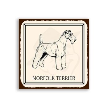 Norfolk Terrier Dog Sketch Vintage Metal Animal Retro Tin Sign