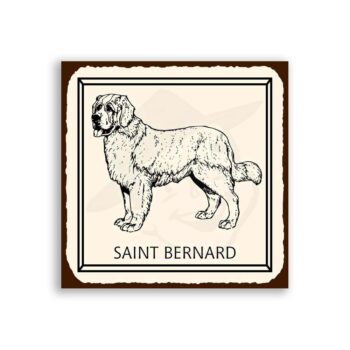 Saint Bernard Dog Vintage Metal Animal Retro Tin Sign