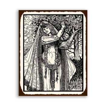 Maiden At Tree Medieval Metal Art Retro Tin Sign