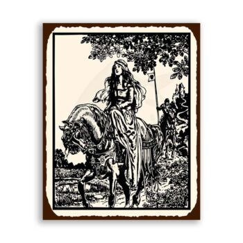 Maiden On Horse Medieval Metal Art Retro Tin Sign