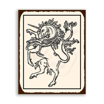 Unicorn Fantastic Medieval Metal Art Retro Tin Sign