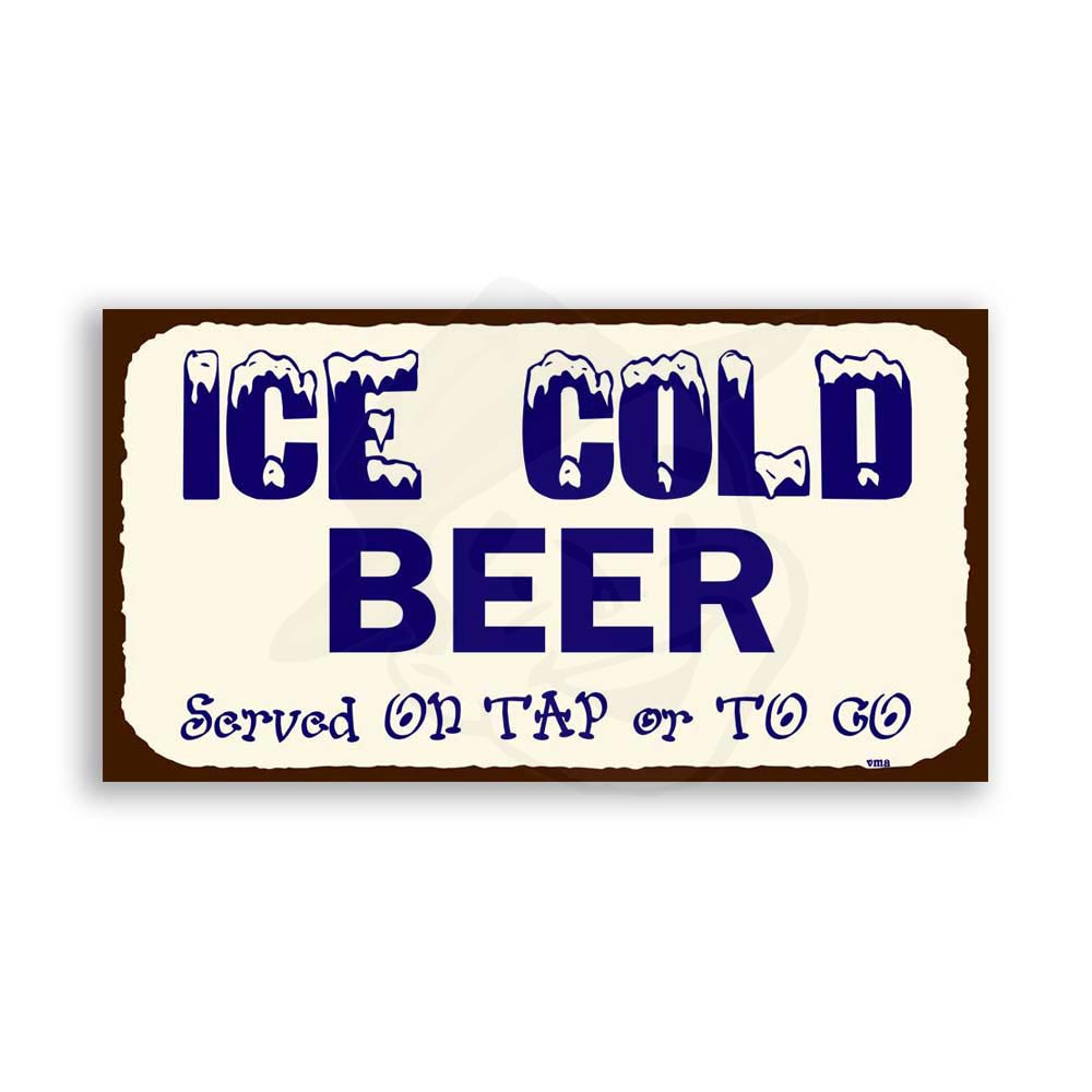 Ice Cold Beer Okuna Outpost Retro Metal Sign for Bars 15.7 x 5.5 in, Red 