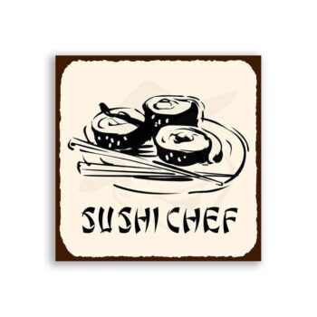Sushi Chef  Vintage Japanese Restaurant Art Retro Tin Sign