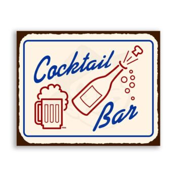 Cocktail Bar  Vintage Metal Art Champagne Retro Tin Sign