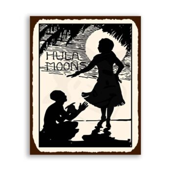 Hula Moon  Vintage Metal Art Retro Tin Sign