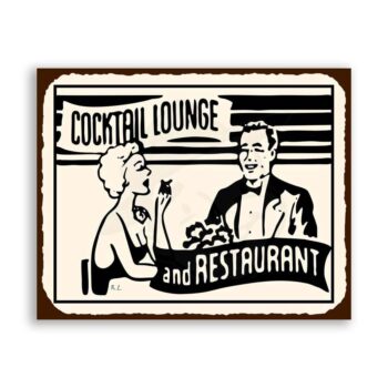 Cocktail Lounge Vintage Metal Art Bar Retro Tin Sign