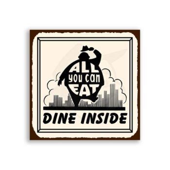 All You Can Eat Vintage Metal Art Restaurant Service Retro Tin Sign
