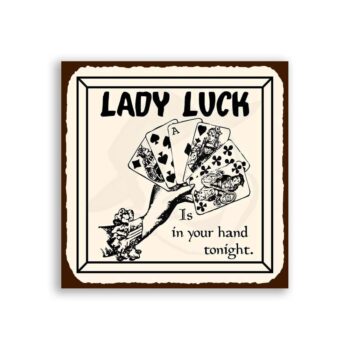 Lady Luck Vintage Metal Art Game Room Poker Retro Tin Sign