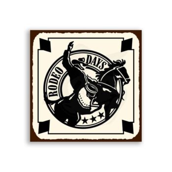 Rodeo Days Rider Vintage Metal Art Western Cowboy Retro Tin Sign