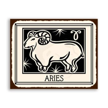 Aries Zodiac Astrology Vintage Metal Art Retro Tin Sign