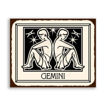 Gemini Zodiac Astrology Vintage Metal Art Retro Tin Sign