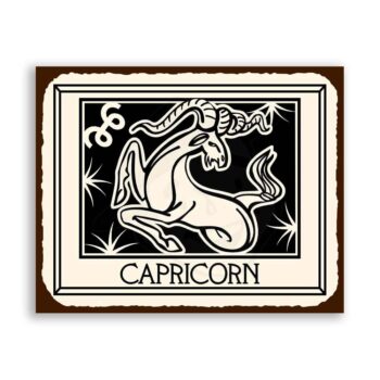 Capricorn Zodiac Astrology Vintage Metal Art Retro Tin Sign