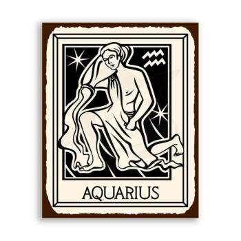 Aquarius Zodiac Astrology Vintage Metal Art Retro Tin Sign