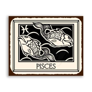 Pisces Zodiac Astrology Vintage Metal Art Retro Tin Sign