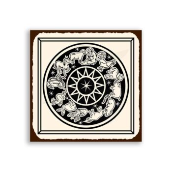 Zodiac Wheel Astrology Vintage Metal Art Reading Retro Tin Sign