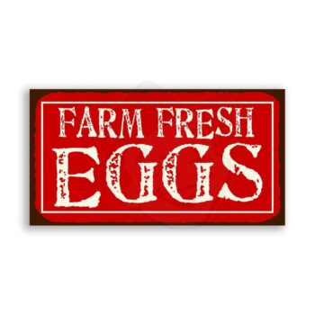 Eggs Farm Fresh Red Vintage Metal Art Country Farm Retro Tin Sign