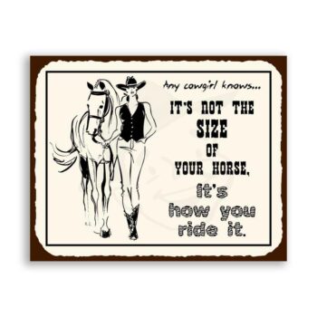 Cowgirls Size of Horse Vintage Metal Western Cowboy Retro Tin Sign