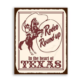 Rodeo Roundup Vintage Metal Art Western Cowboy Retro Tin Sign