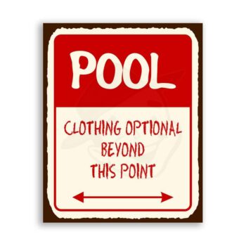 Pool Clothing Optional Swimming Vintage Metal Funny Retro Tin Sign