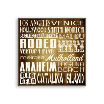 Southern California 12″ Square Vintage Typography Wall Art