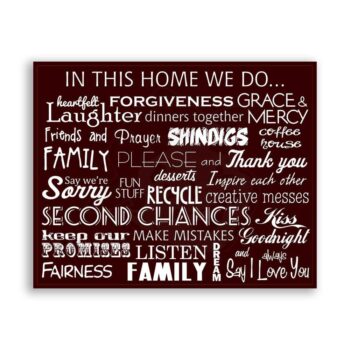In This Home We Do Family Vintage Typography Sign Wall Art