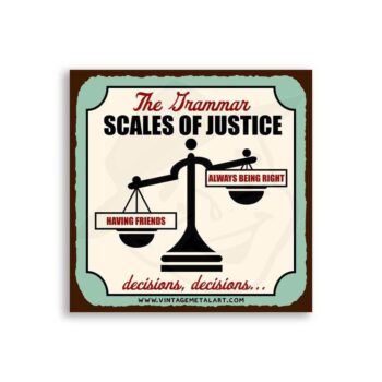 Grammar Scales of Justice Mini Vintage Retro Tin Sign