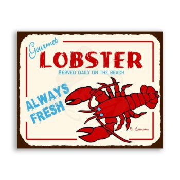 Lobster Gourmet Vintage Metal Art Beach Seafood Retro Tin Sign