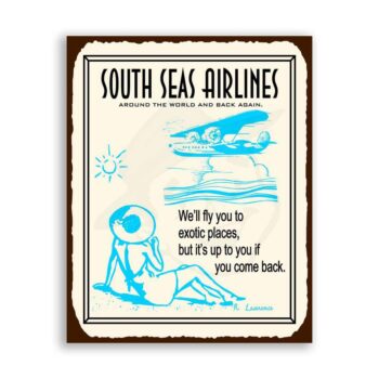 South Seas Air Vintage Metal Art Beach Airplane Retro Tin Sign
