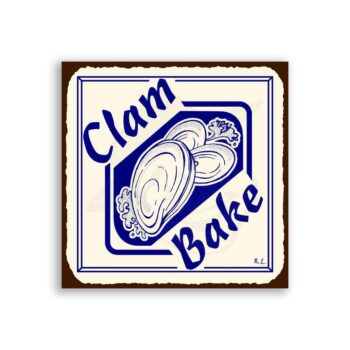 Clam Bake Vintage Metal Art Beach Seafood Retro Tin Sign