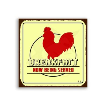Breakfast Rooster Vintage Metal Art Country Farm Retro Tin Sign