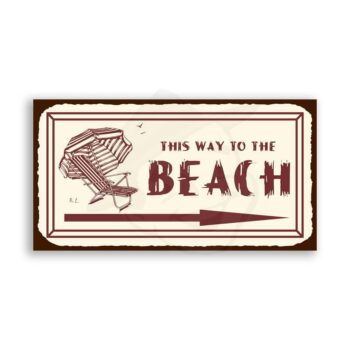 This Way To Beach Vintage Metal Art Retro Tin Sign