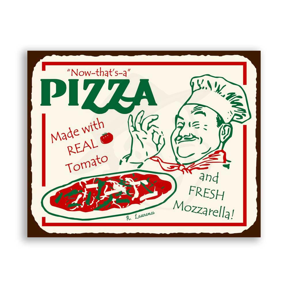 Retro Hot Italian Pizza Metal Sign 24 x 16 Inches