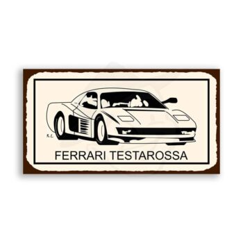 Ferrari Testarossa Vintage Metal Art Automotive Retro Tin Sign