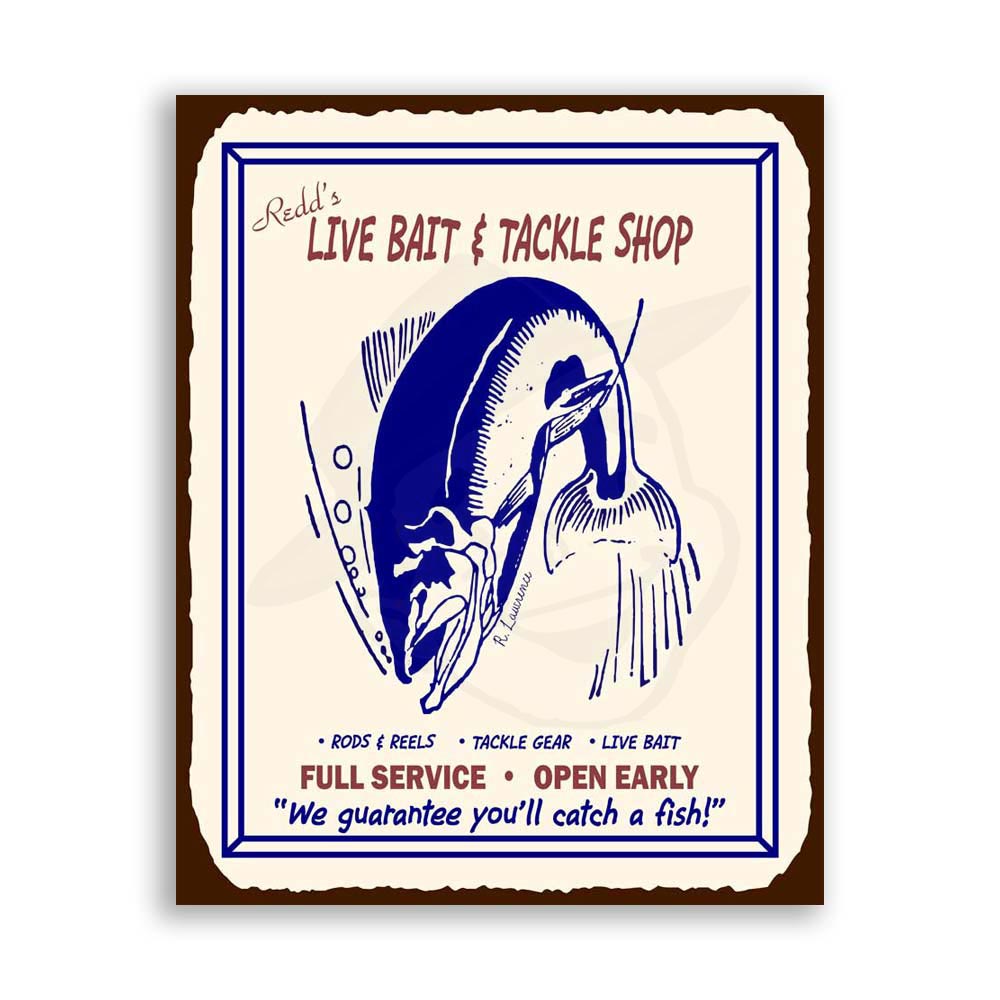 Redds Live Bait & Tackle Vintage Metal Art Fishing Retro Tin Sign – Vintage  Metal Art