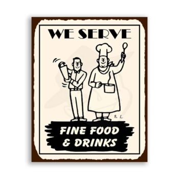Fine Foods & Drinks Vintage Metal Art Restaurant Bar Retro Tin Sign