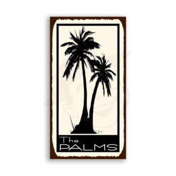 The Palms Vintage Metal Art Beach Palm Tree Retro Tin Sign
