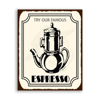 Espresso Coffee Vintage Metal Art Coffee Shop Diner Retro Tin Sign