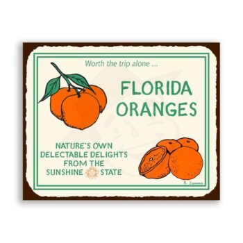 Florida Oranges Vintage Metal Art Florida Retro Tin Sign