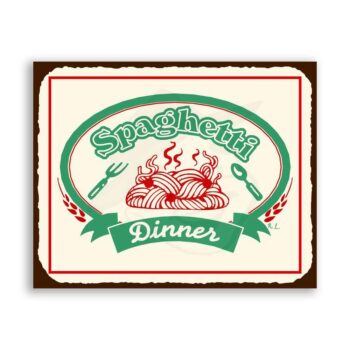 Spaghetti Dinner Vintage Metal Art Italian Pizzeria Retro Tin Sign