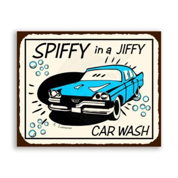 Car Wash Spiffy Vintage Metal Art Automotive Retro Tin Sign