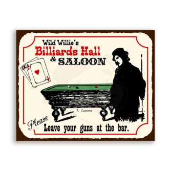 Wild Willie’s Saloon Vintage Metal Art Game Room Poker Retro Tin Sign
