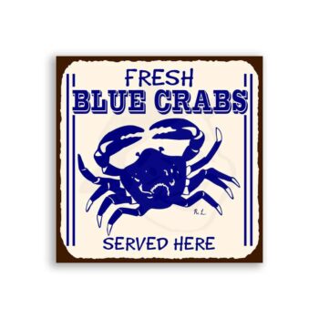 Blue Crabs Vintage Metal Art Retro Tin Sign