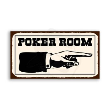 Poker Room To Right Vintage Metal Game Room Poker Retro Tin Sign