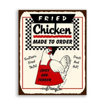 Fried Chicken To Order Vintage Metal Art Meat Deli Retro Tin Sign
